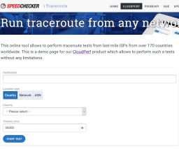 ProbeAPI Traceroute screen